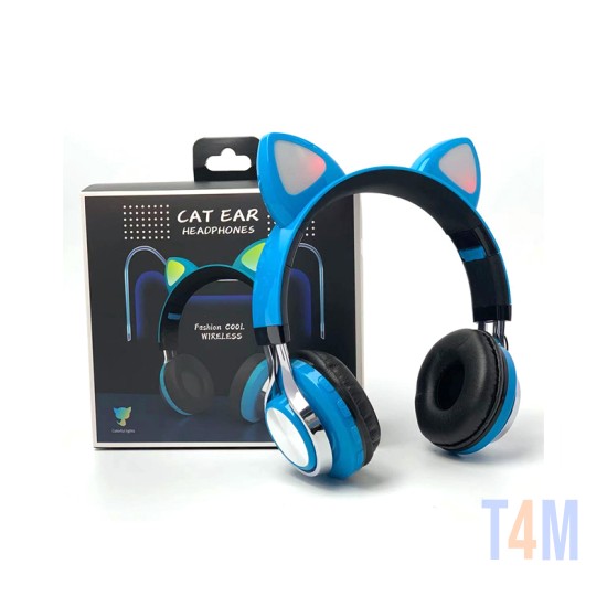 CAT EAR STYLE WIRELESS BLUETOOTH HEADPHONE M-01 MP3/CELLPHONE/PC BLUE
